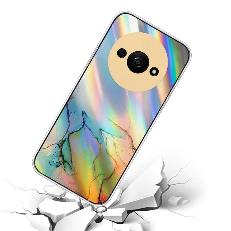 For Xiaomi Redmi A3 TPU Case Colorful Laser Marble Pattern Anti-Drop Phone Cover