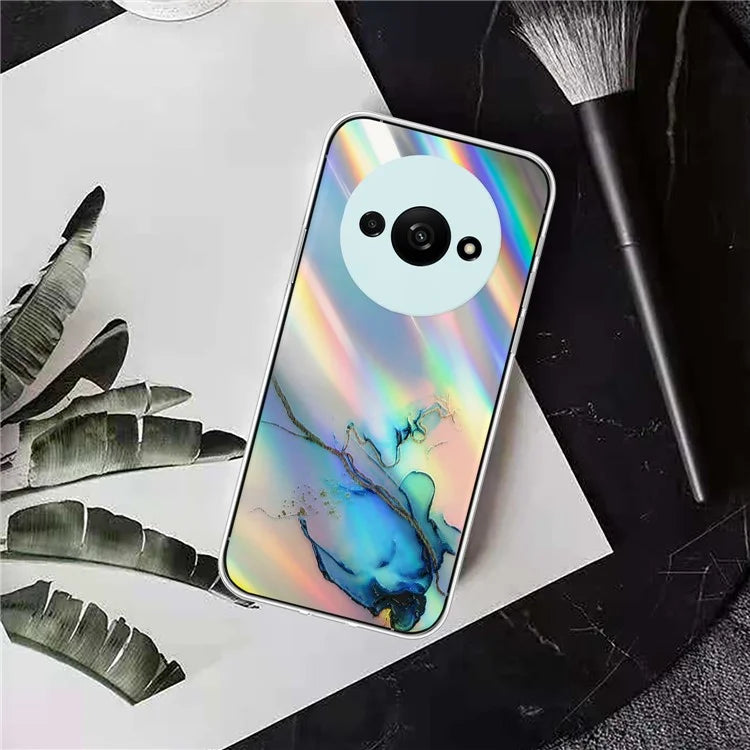 For Xiaomi Redmi A3 TPU Case Colorful Laser Marble Pattern Anti-Drop Phone Cover