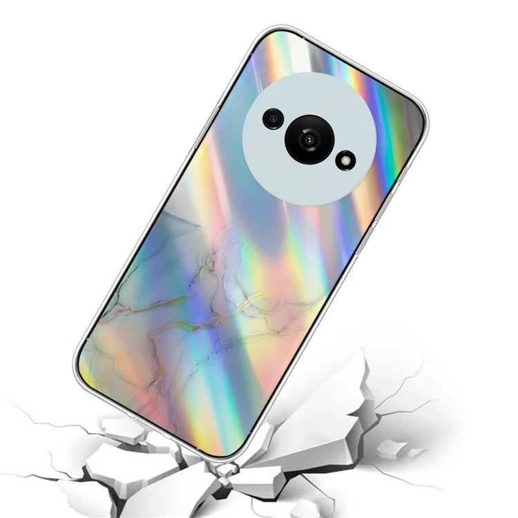 For Xiaomi Redmi A3 TPU Case Colorful Laser Marble Pattern Anti-Drop Phone Cover