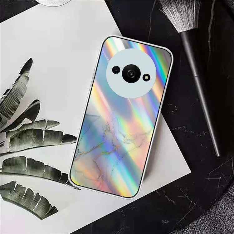 For Xiaomi Redmi A3 TPU Case Colorful Laser Marble Pattern Anti-Drop Phone Cover