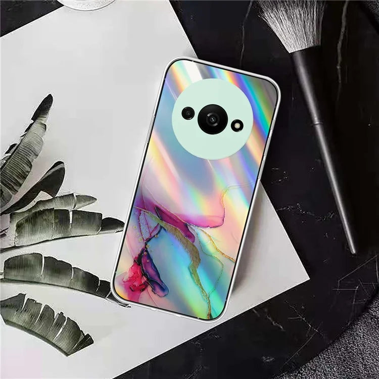 For Xiaomi Redmi A3 TPU Case Colorful Laser Marble Pattern Anti-Drop Phone Cover