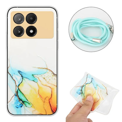 For Xiaomi Poco X6 Pro 5G / Redmi K70E 5G Cell Phone Case Hollow Marble Pattern TPU Cover with Lanyard