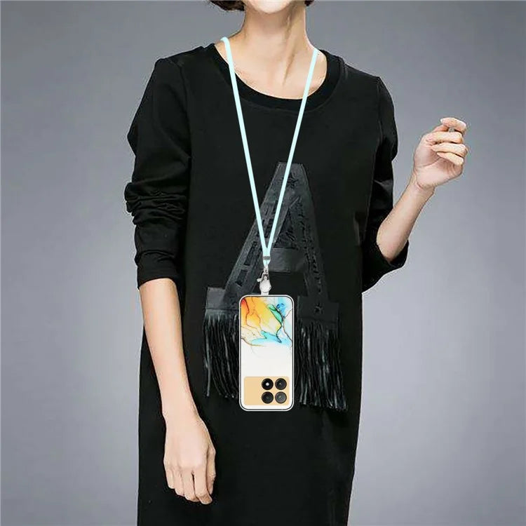 For Xiaomi Poco X6 Pro 5G / Redmi K70E 5G Cell Phone Case Hollow Marble Pattern TPU Cover with Lanyard
