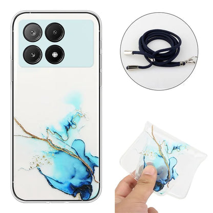 For Xiaomi Poco X6 Pro 5G / Redmi K70E 5G Cell Phone Case Hollow Marble Pattern TPU Cover with Lanyard
