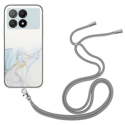For Xiaomi Poco X6 Pro 5G / Redmi K70E 5G Cell Phone Case Hollow Marble Pattern TPU Cover with Lanyard