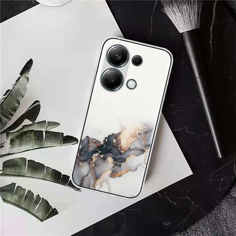 For Xiaomi Poco M6 Pro 4G / Redmi Note 13 Pro 4G Case Embossing Marble Pattern TPU Phone Shell