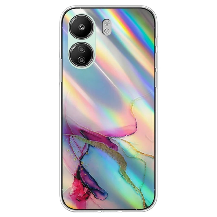 TPU Case for Xiaomi Poco C65 4G / Redmi 13C 4G , Marble Pattern Laser Cell Phone Cover