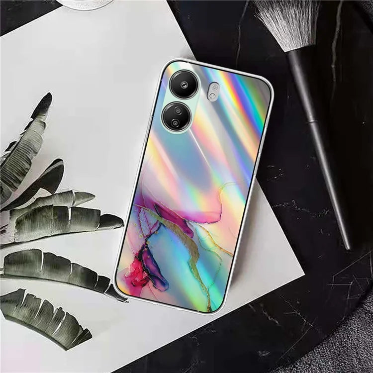 TPU Case for Xiaomi Poco C65 4G / Redmi 13C 4G , Marble Pattern Laser Cell Phone Cover