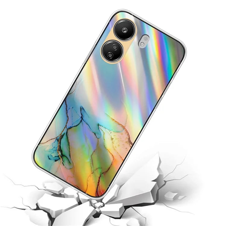 TPU Case for Xiaomi Poco C65 4G / Redmi 13C 4G , Marble Pattern Laser Cell Phone Cover