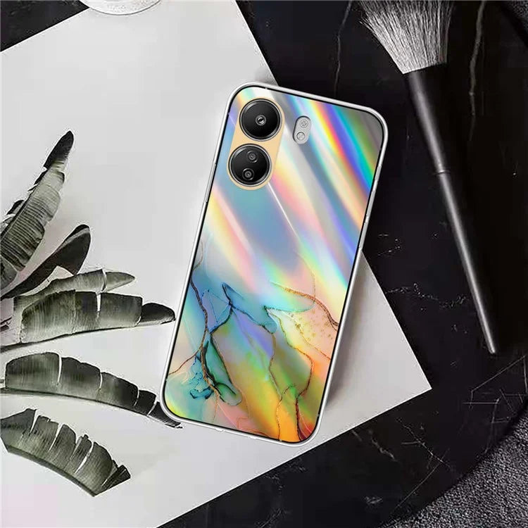 TPU Case for Xiaomi Poco C65 4G / Redmi 13C 4G , Marble Pattern Laser Cell Phone Cover