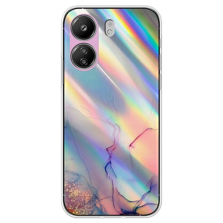 TPU Case for Xiaomi Poco C65 4G / Redmi 13C 4G , Marble Pattern Laser Cell Phone Cover