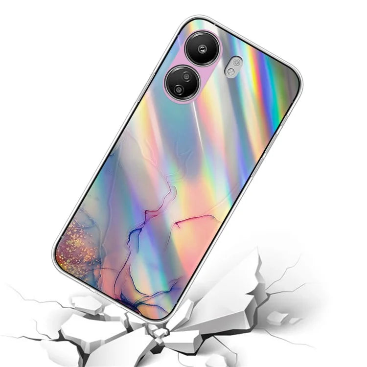 TPU Case for Xiaomi Poco C65 4G / Redmi 13C 4G , Marble Pattern Laser Cell Phone Cover