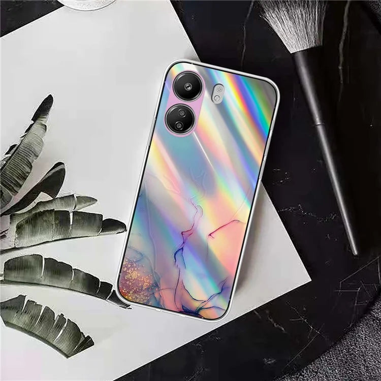 TPU Case for Xiaomi Poco C65 4G / Redmi 13C 4G , Marble Pattern Laser Cell Phone Cover