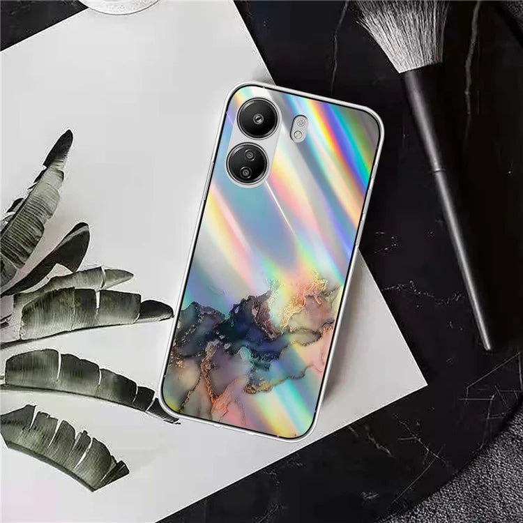 TPU Case for Xiaomi Poco C65 4G / Redmi 13C 4G , Marble Pattern Laser Cell Phone Cover