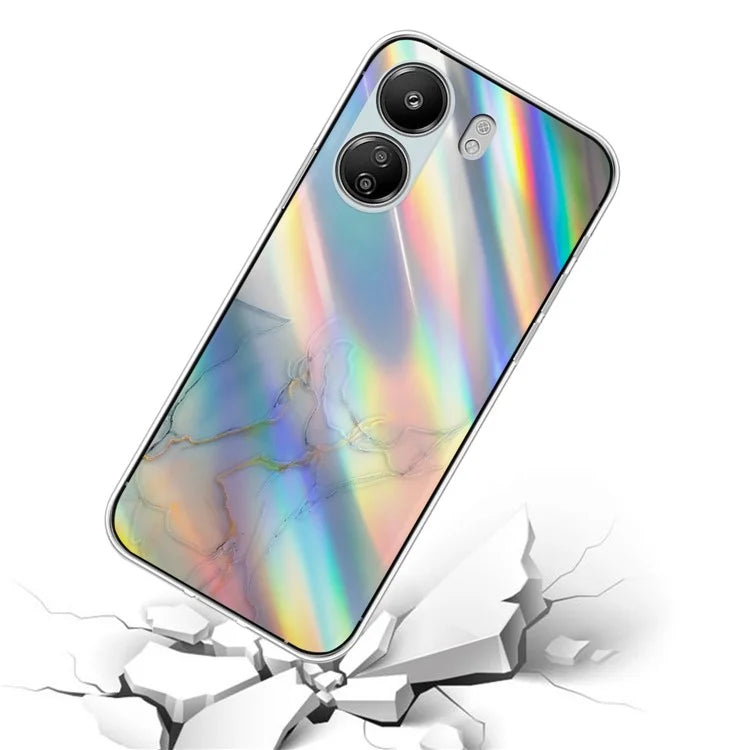 TPU Case for Xiaomi Poco C65 4G / Redmi 13C 4G , Marble Pattern Laser Cell Phone Cover