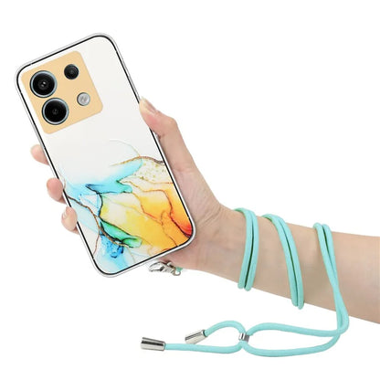 For Xiaomi Poco X6 5G / Redmi Note 13 Pro 5G Shockproof Case Marble Pattern TPU Phone Cover with Lanyard