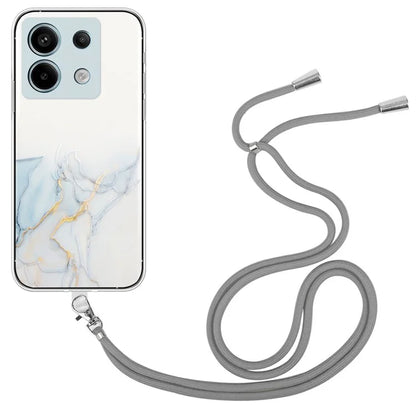 For Xiaomi Poco X6 5G / Redmi Note 13 Pro 5G Shockproof Case Marble Pattern TPU Phone Cover with Lanyard