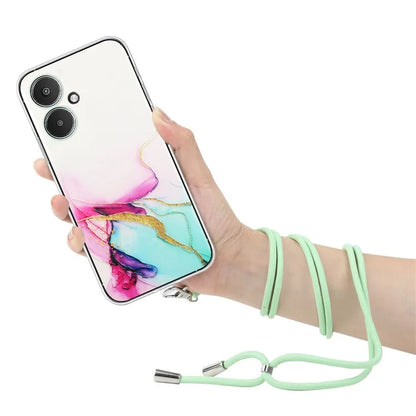 For Xiaomi Poco M6 5G / Redmi 13C 5G / Redmi 13R 5G TPU Case Marble Pattern Phone Cover with Lanyard
