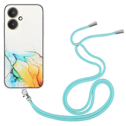 For Xiaomi Poco M6 5G / Redmi 13C 5G / Redmi 13R 5G TPU Case Marble Pattern Phone Cover with Lanyard