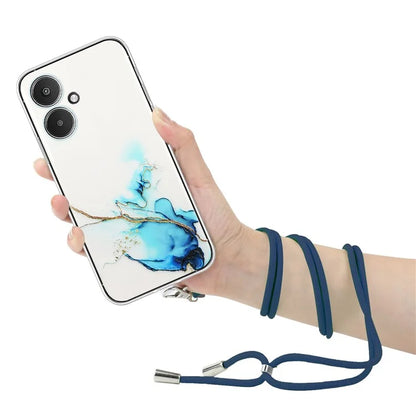 For Xiaomi Poco M6 5G / Redmi 13C 5G / Redmi 13R 5G TPU Case Marble Pattern Phone Cover with Lanyard