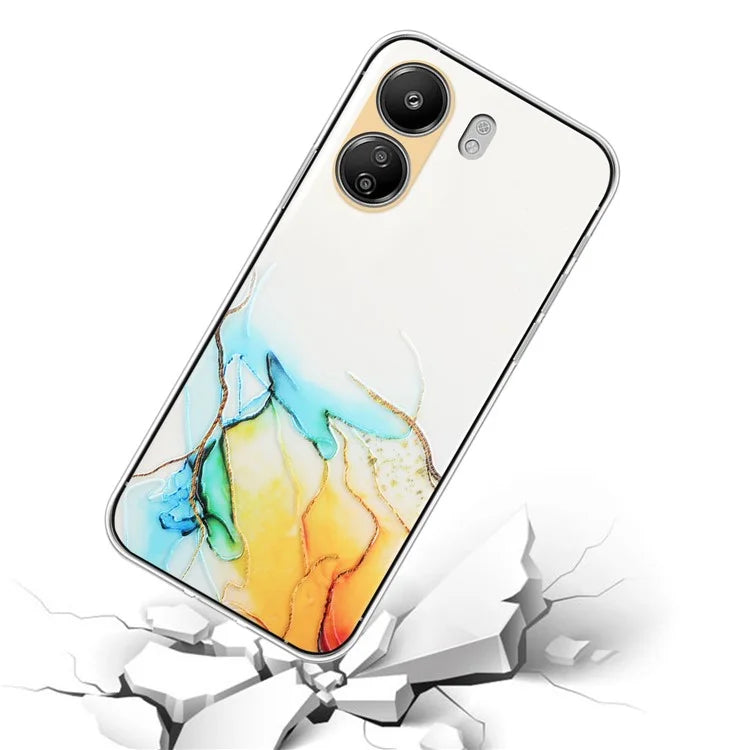For Xiaomi Poco C65 4G / Redmi 13C 4G Phone Case Flexible TPU Embossing Marble Pattern Back Cover