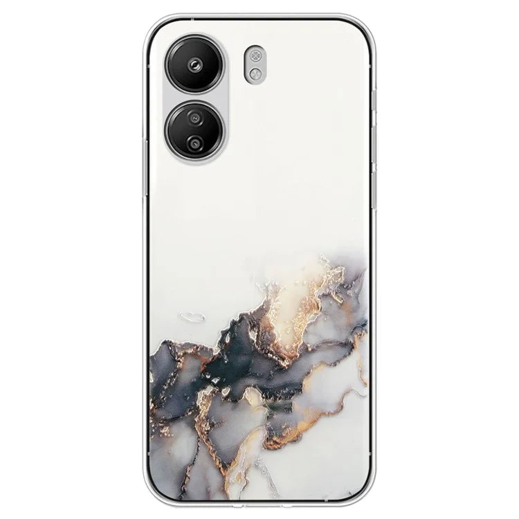 For Xiaomi Poco C65 4G / Redmi 13C 4G Phone Case Flexible TPU Embossing Marble Pattern Back Cover
