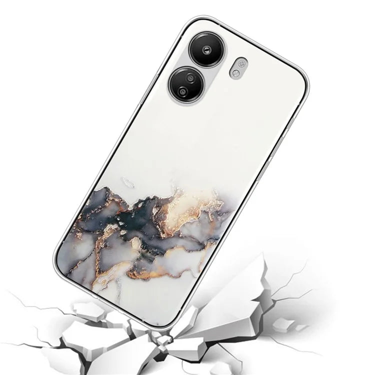 For Xiaomi Poco C65 4G / Redmi 13C 4G Phone Case Flexible TPU Embossing Marble Pattern Back Cover