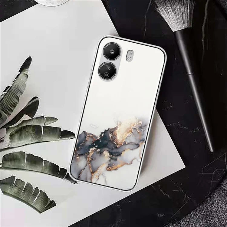 For Xiaomi Poco C65 4G / Redmi 13C 4G Phone Case Flexible TPU Embossing Marble Pattern Back Cover