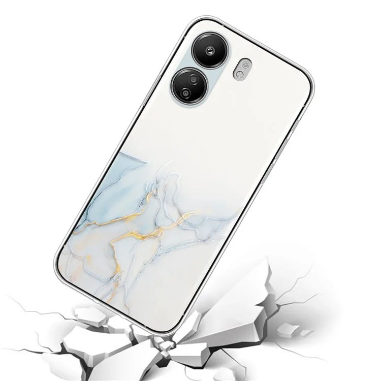 For Xiaomi Poco C65 4G / Redmi 13C 4G Phone Case Flexible TPU Embossing Marble Pattern Back Cover
