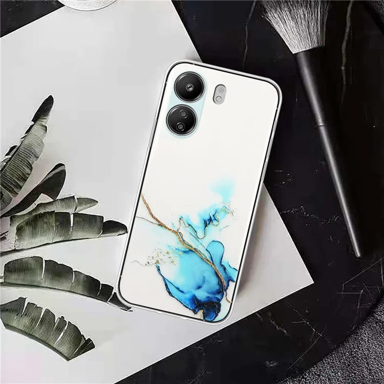 For Xiaomi Poco C65 4G / Redmi 13C 4G Phone Case Flexible TPU Embossing Marble Pattern Back Cover