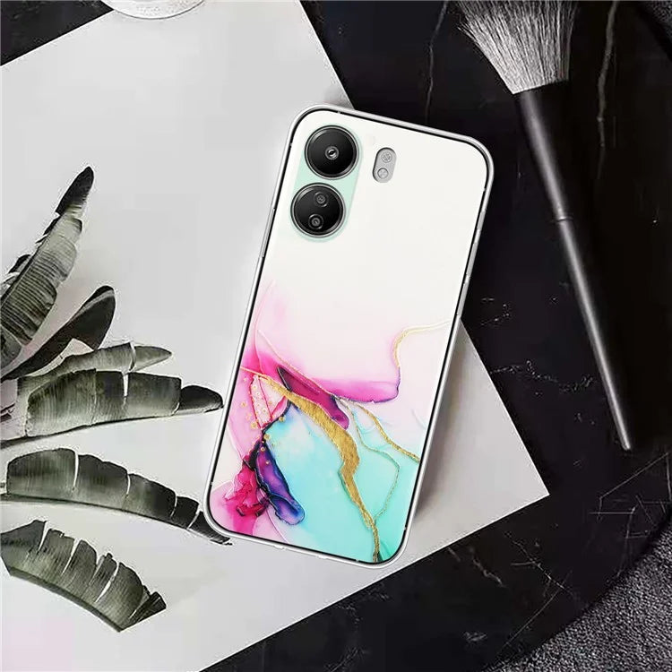 For Xiaomi Poco C65 4G / Redmi 13C 4G Phone Case Flexible TPU Embossing Marble Pattern Back Cover