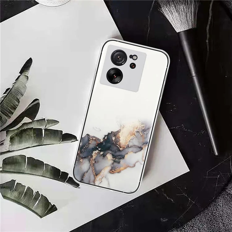 For Xiaomi 13T / 13T Pro / Redmi K60 Ultra Phone Back Case TPU Embossing Marble Pattern Cover