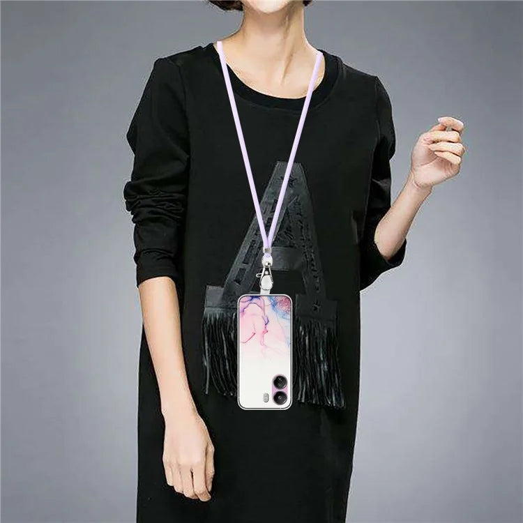 For Xiaomi Poco C65 4G / Redmi 13C 4G Case Marble Pattern Anti-drop TPU Phone Cover with Lanyard