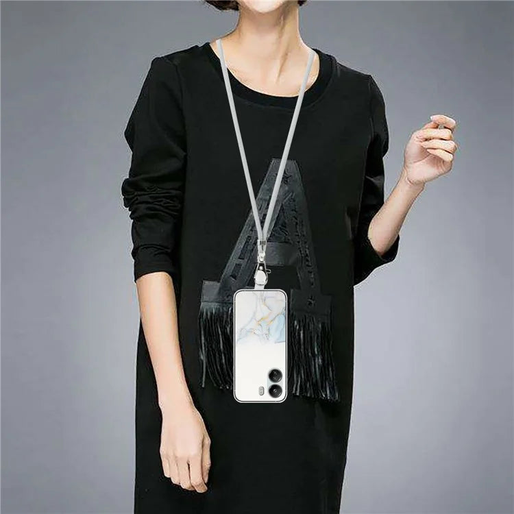 For Xiaomi Poco C65 4G / Redmi 13C 4G Case Marble Pattern Anti-drop TPU Phone Cover with Lanyard