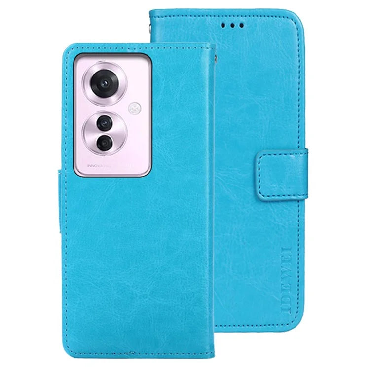 IDEWEI For Oppo Reno11 F 5G Leather Case Folio Flip Wallet Protective Phone Cover