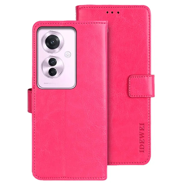 IDEWEI For Oppo Reno11 F 5G Leather Case Folio Flip Wallet Protective Phone Cover