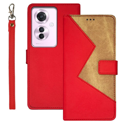 IDEWEI For Oppo Reno11 F 5G Case Card Slots Leather Phone Cover Color Splicing
