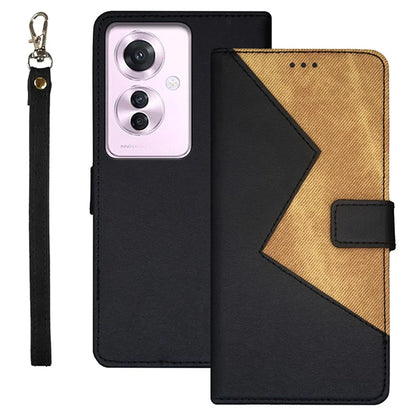 IDEWEI For Oppo Reno11 F 5G Case Card Slots Leather Phone Cover Color Splicing