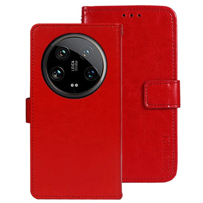 IDEWEI For Xiaomi 14 Ultra Case Flip Leather Phone Wallet Cover Crazy Horse Texture