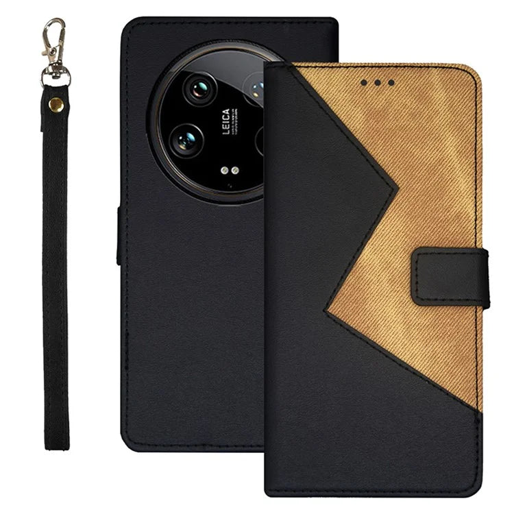 IDEWEI For Xiaomi 14 Ultra Case Card Slots Color Splicing Phone Leather Cover