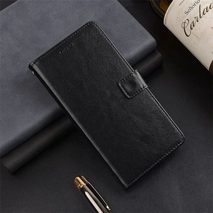 IDEWEI For Xiaomi 14 Ultra Case Photo Card Slots Leather Phone Cover Crazy Horse Texture