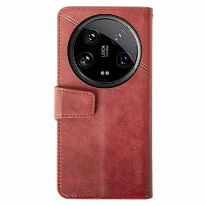 IDEWEI For Xiaomi 14 Ultra Leather Case Calf Texture Phone Wallet Cover