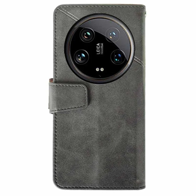 IDEWEI For Xiaomi 14 Ultra Leather Case Calf Texture Phone Wallet Cover