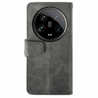 IDEWEI For Xiaomi 14 Ultra Leather Case Calf Texture Phone Wallet Cover