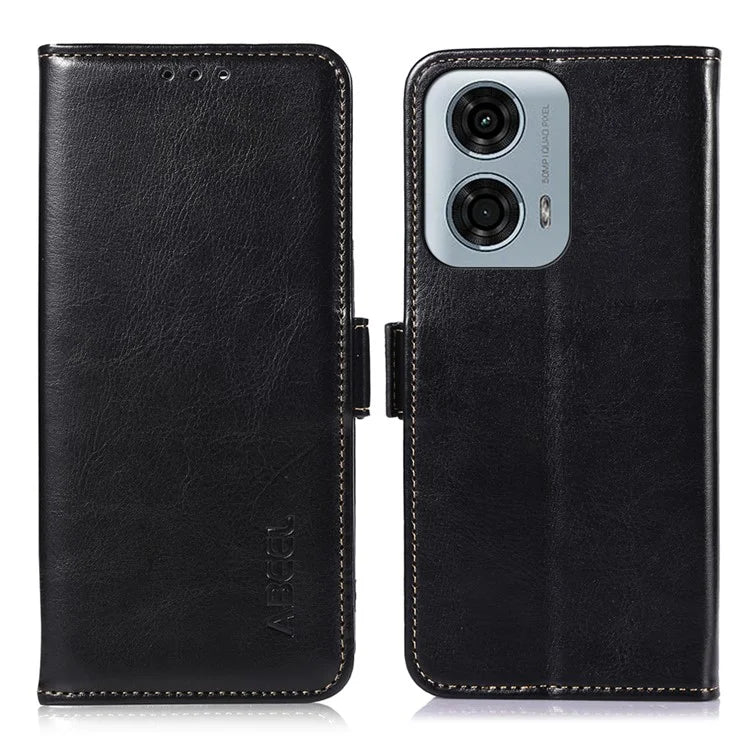 ABEEL For Motorola Moto G04 4G / G24 4G Magnetic Case Crazy Horse Texture Wallet Phone Cover