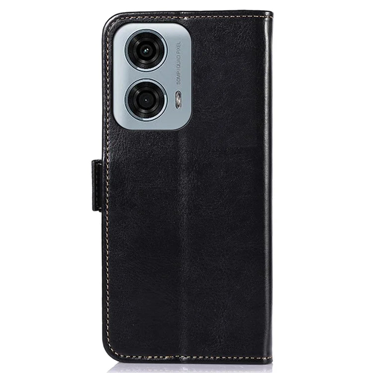 ABEEL For Motorola Moto G04 4G / G24 4G Magnetic Case Crazy Horse Texture Wallet Phone Cover