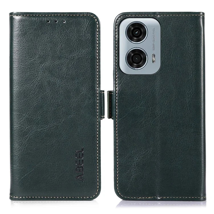 ABEEL For Motorola Moto G04 4G / G24 4G Magnetic Case Crazy Horse Texture Wallet Phone Cover