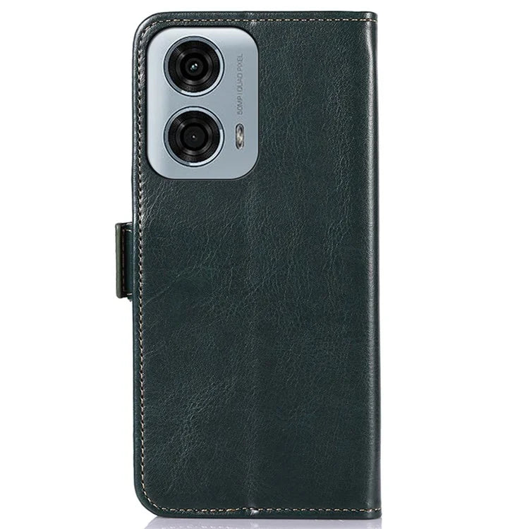 ABEEL For Motorola Moto G04 4G / G24 4G Magnetic Case Crazy Horse Texture Wallet Phone Cover