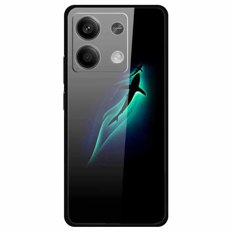 For Xiaomi Redmi Note 13 5G Case PC+Tempered Glass+TPU Pattern Printing Phone Cover