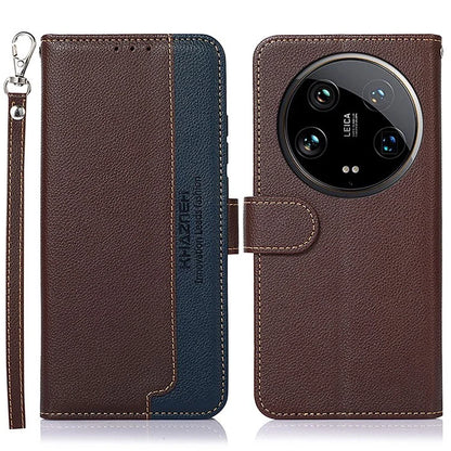 KHAZNEH For Xiaomi 14 Ultra Cell Phone Cases RFID Blocking Bump Proof Cover with Hand Strap